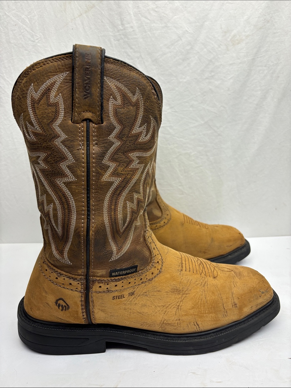 Wolverine Men’s Waterproof Steel Toe Brown Work Boots, SZ 10.5 EW